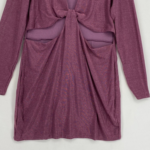 Wild Fable Juniors Size 1X Cut Out Bodycon Short Dress Purple Lurex Long Sleeves - Picture 4 of 9